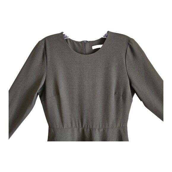 ANTHROPOLOGIE HUTCH Size 4 Cami Dress Olive Green Fit & Flare Long Sleeve Lined - Picture 2 of 8